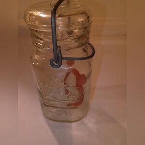 Vintage Glass Canning Jar with Crown Design